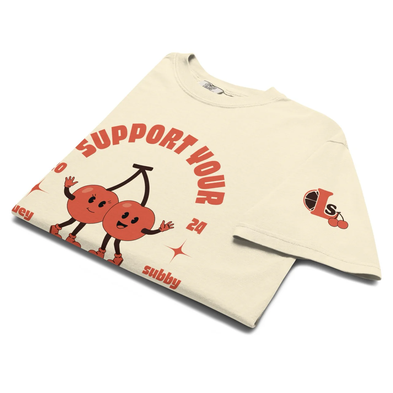 Support Your Local Fruit Tee || Kinky Cartoon Cherries T-Shirt for Subs & Doms - Image 3