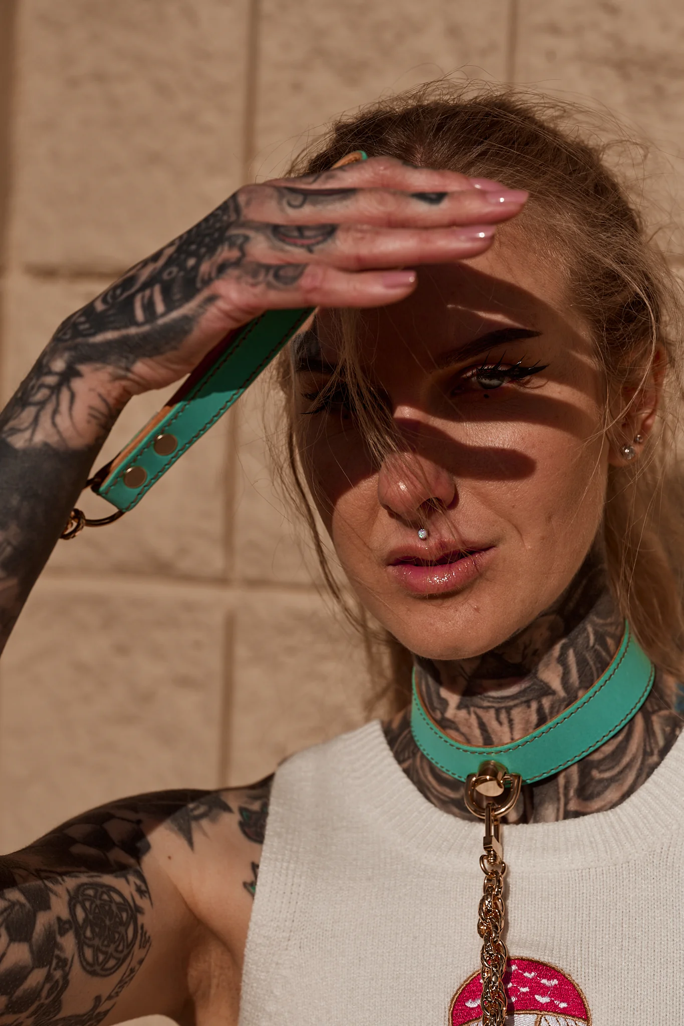 The Serpent and The Muse | Gold Luxury Leather Bondage Collar & Lead - Image 7