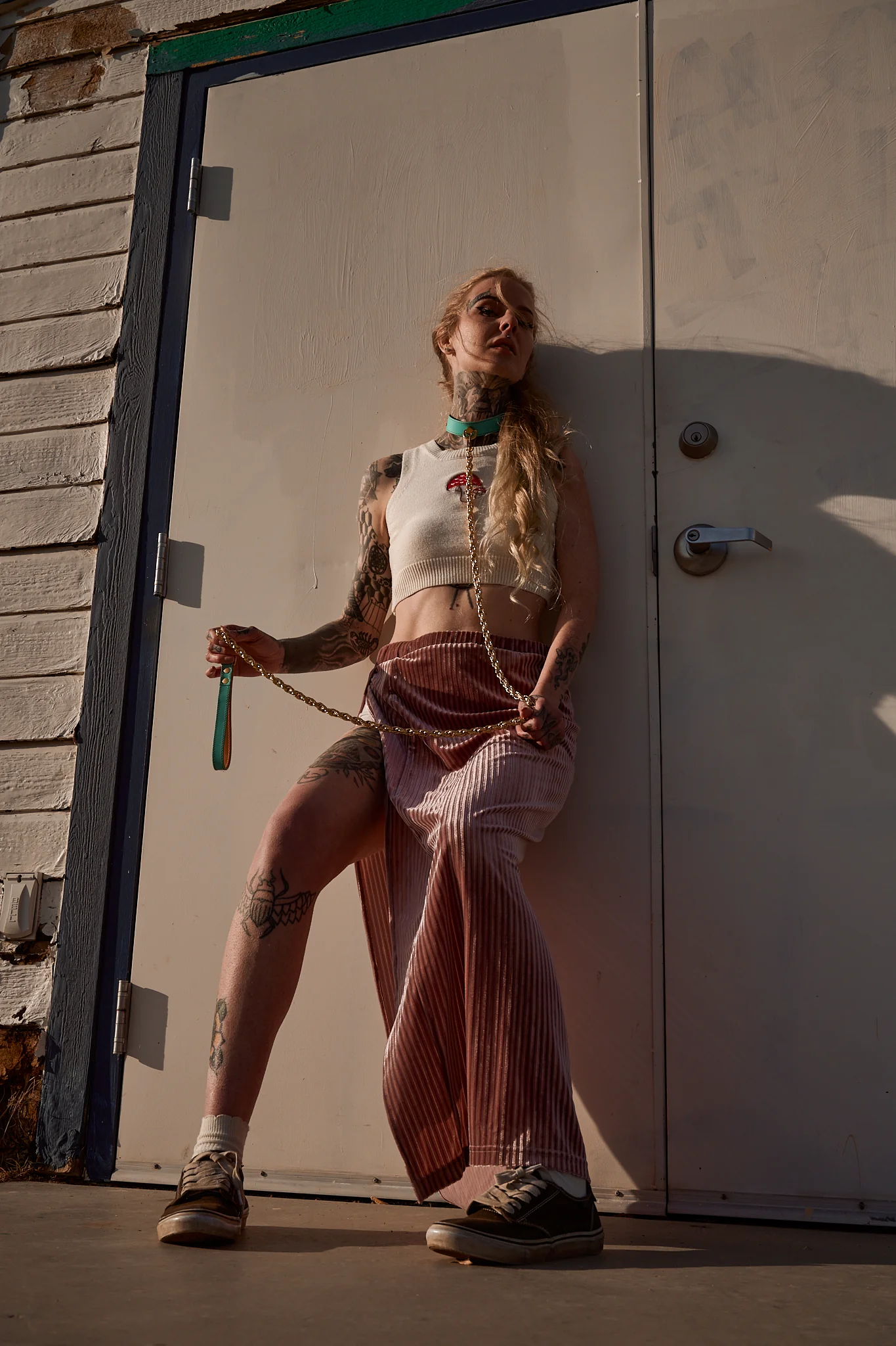 The Serpent and The Muse | Gold Luxury Leather Bondage Collar & Lead - Image 8